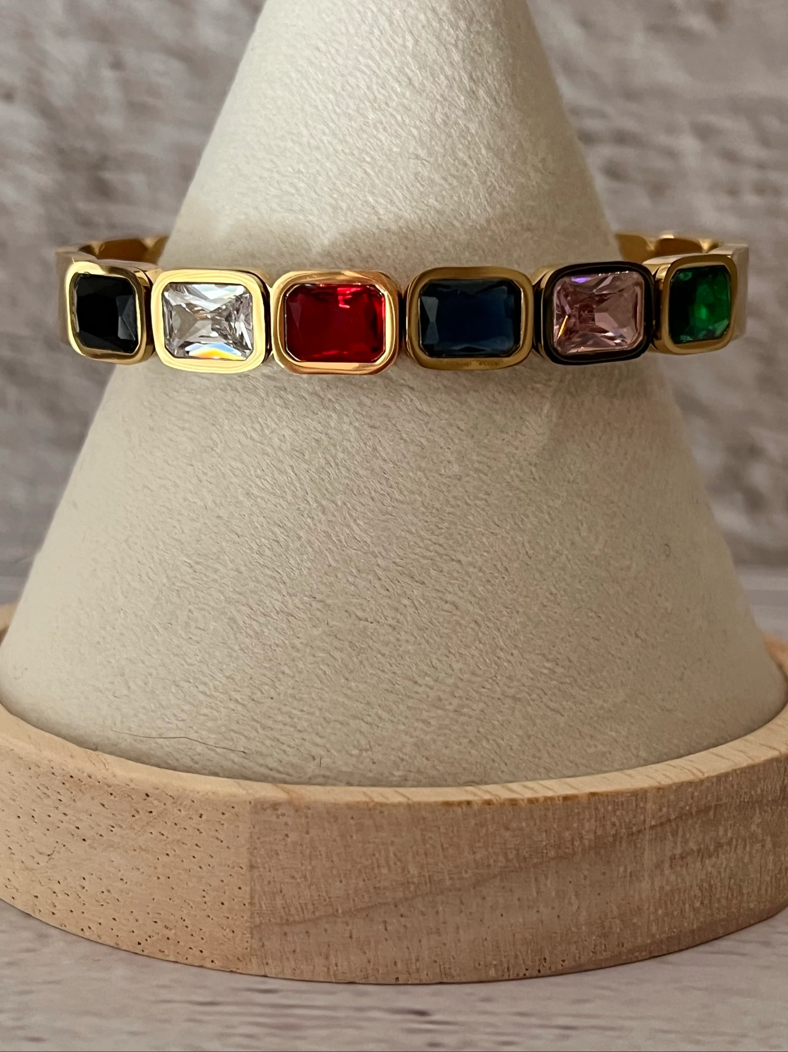 Bracelet rigide avec pierres colorees – photo 2